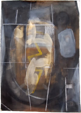 Keisho Okayama, painting, Beneath the Surface I,</em> acrylic on canvas, 71-1/4 x 51 inches, 2008