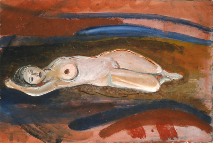 Keisho Okayama, Sleeping Female Nude, painting, 1978